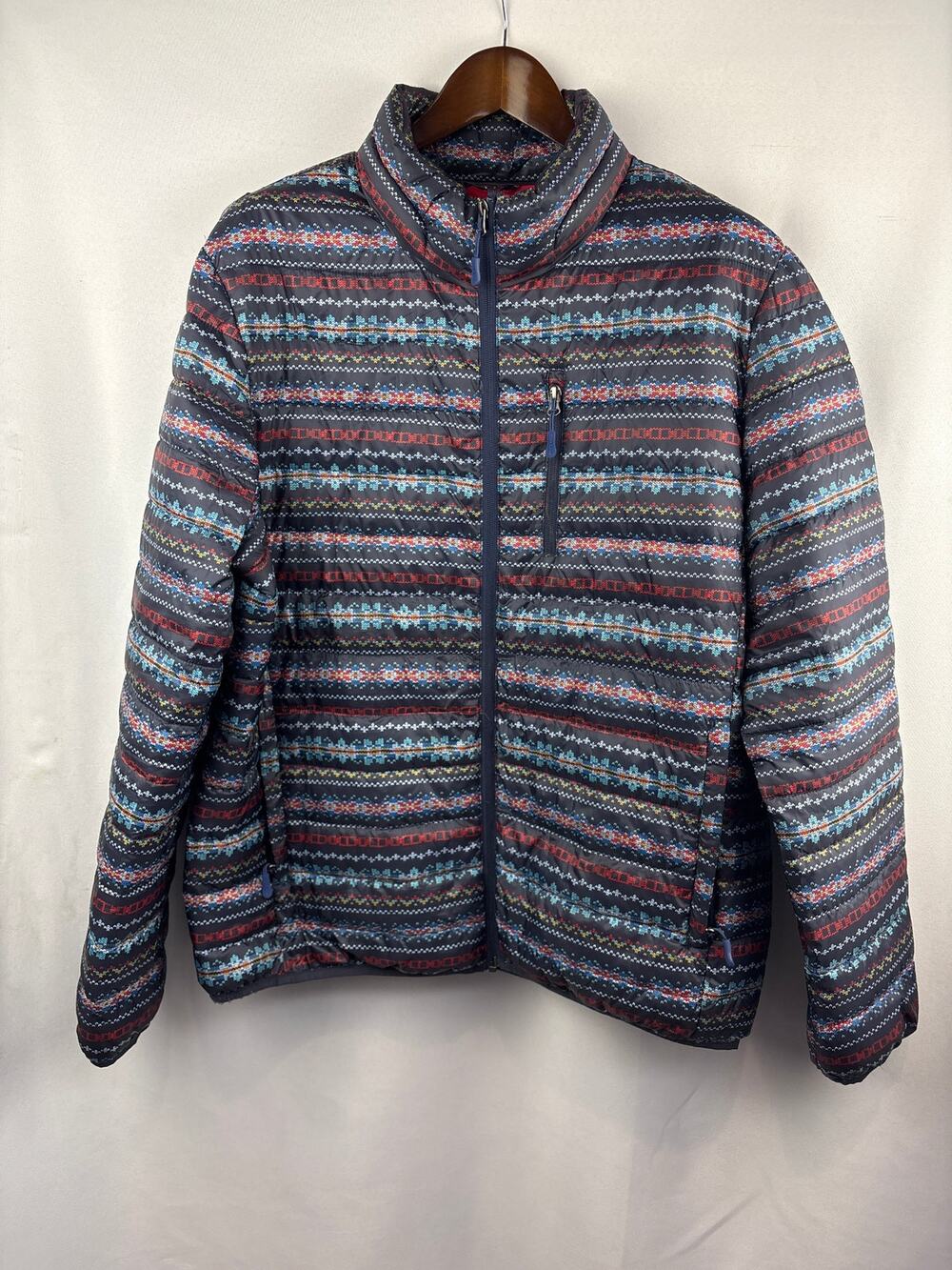 Women’s Club Room XL Navy Quilted Patterned Puffer Jacket